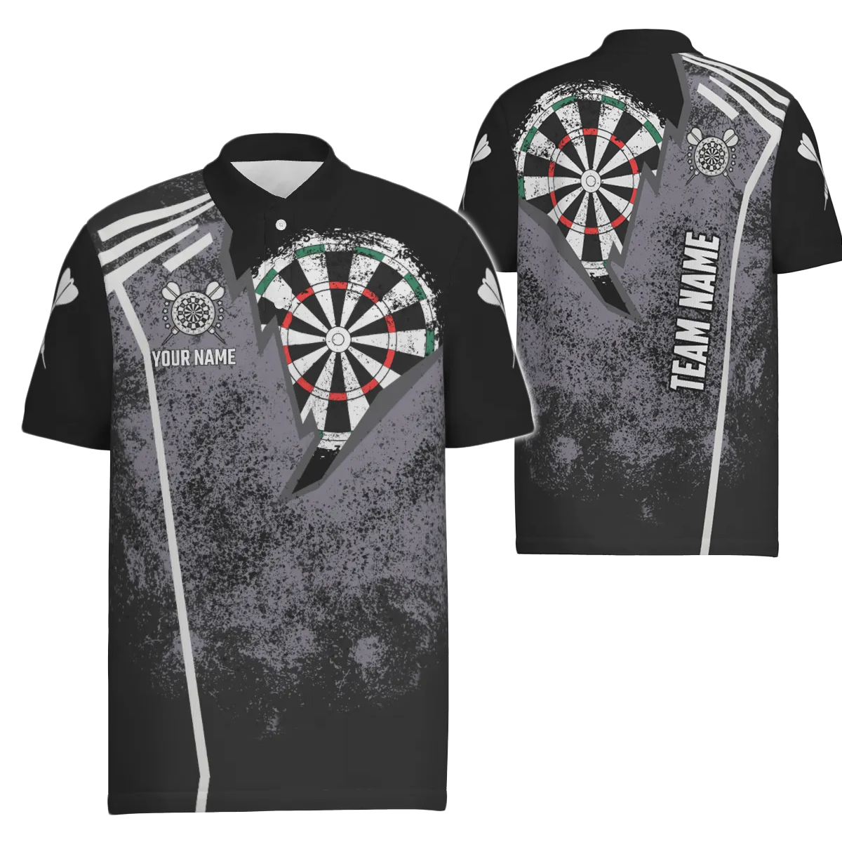 Grunge heren dartpoloshirt - Retro dartshirt voor heren - Dart Jersey W616