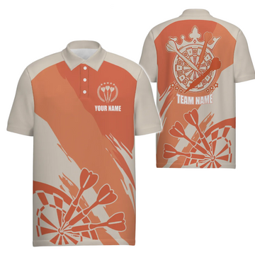 Orange Men's Darts Polo Shirt - Personalizable Cool Darts Shirt for Men - Darts Jersey y6174