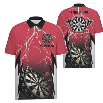 Men's Personalized Red Lightning Darts Polo Shirt - Custom Thunder Darts Jersey for Men T0334