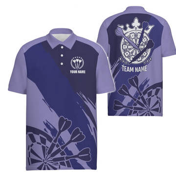 Men's Darts Polo Shirt in Navy Blue and Purple - Cool Dart Shirt for Men - Darts Jersey y6174 purple