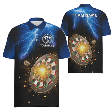 Men's Darts Polo Shirt with Thunder and Lightning, Dart Jerseys for Men U294