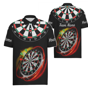 Rood en zwart dartpoloshirt voor heren met aangepaste naam - Cool Darts Jersey voor heren L498