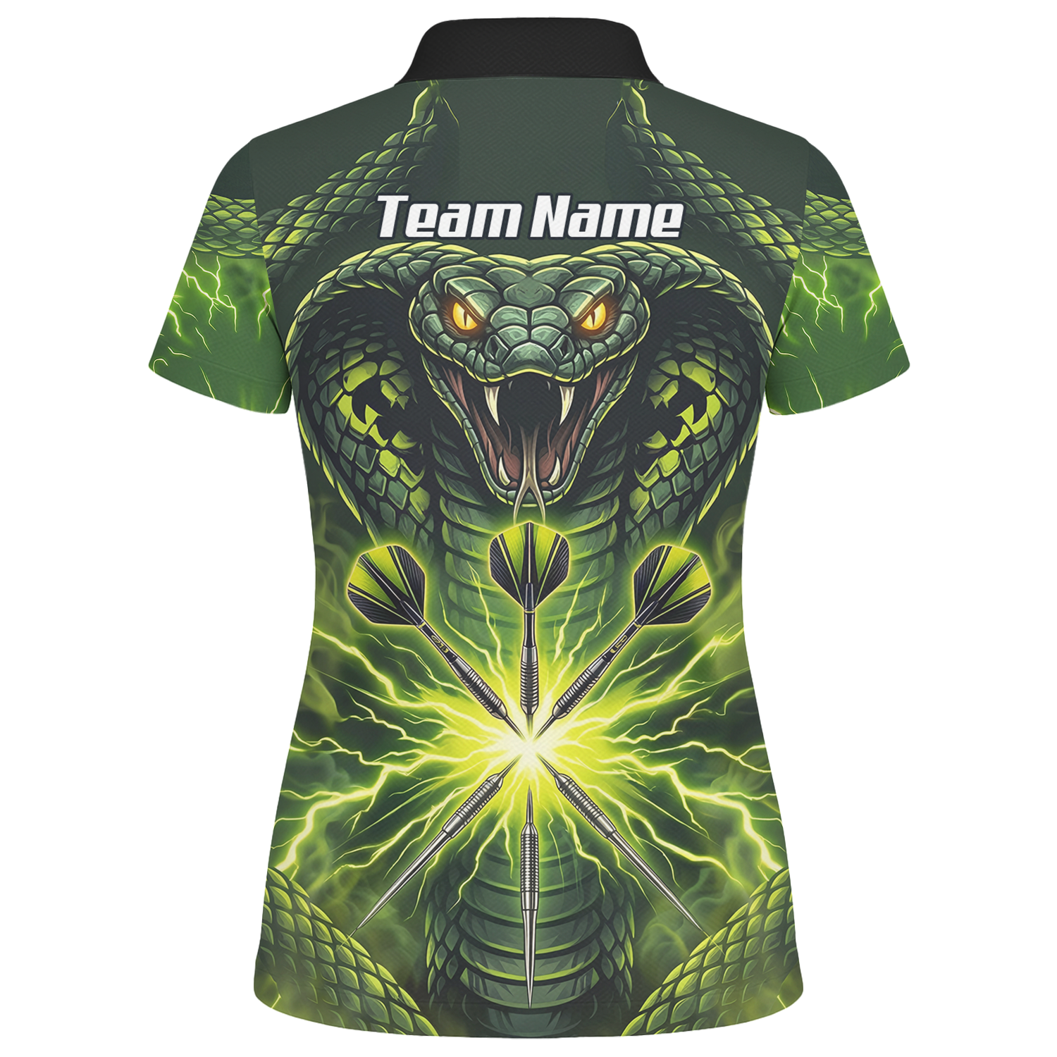 Personalised Green Cobra Snake Dart Jersey for Women Custom Lightning Graphic Dart Polo Shirt Q1658