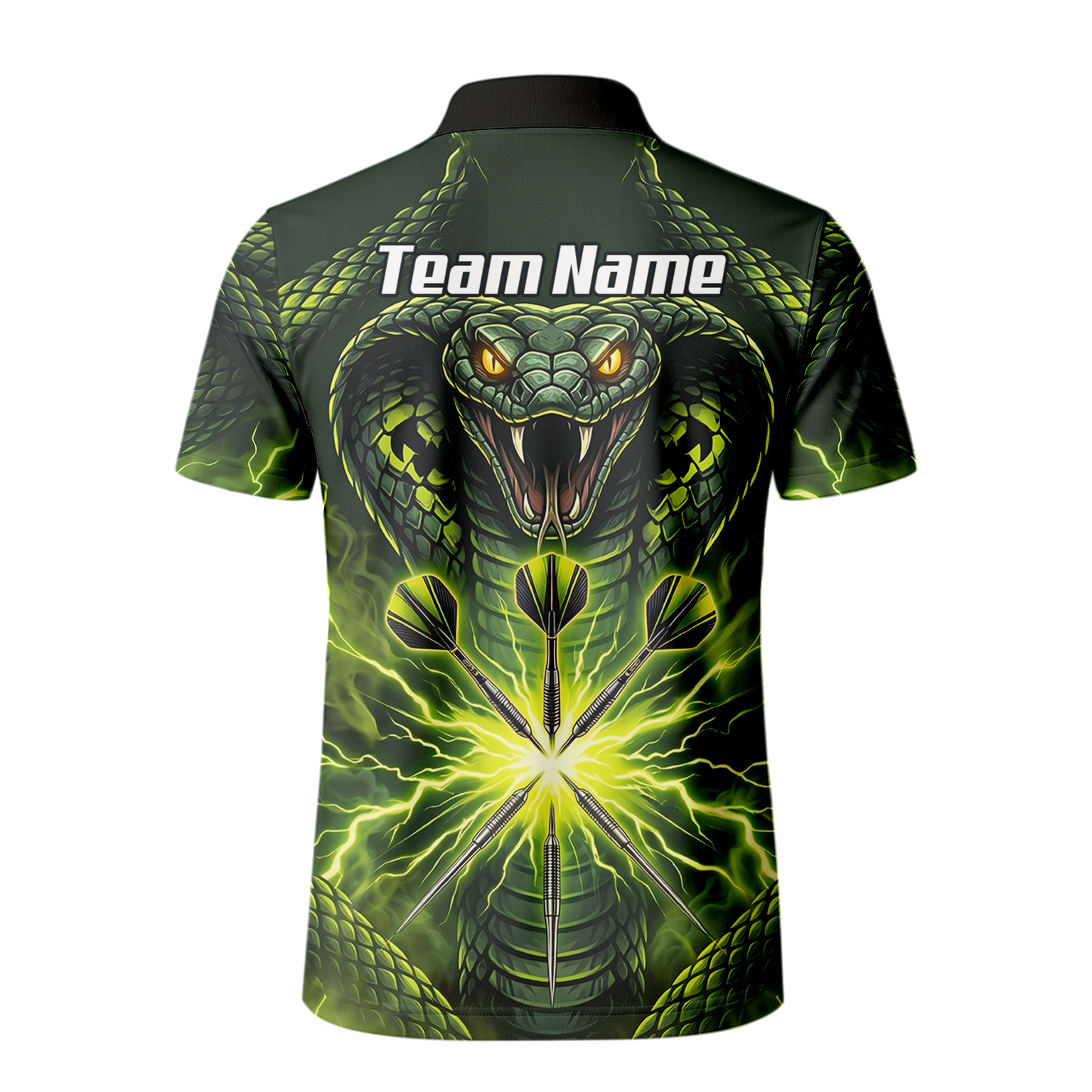 Personalised Green Cobra Snake Dart Jersey for Men Custom Lightning Graphic Dart Polo Shirt Q1658