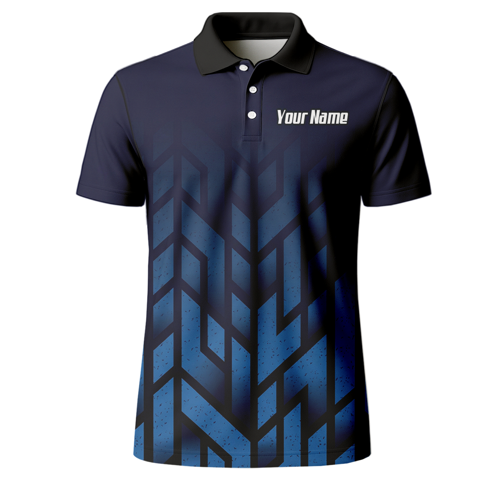Personalised Blue Devil Dart Jersey Polo and Zipper Navy Geometric For Men R1762