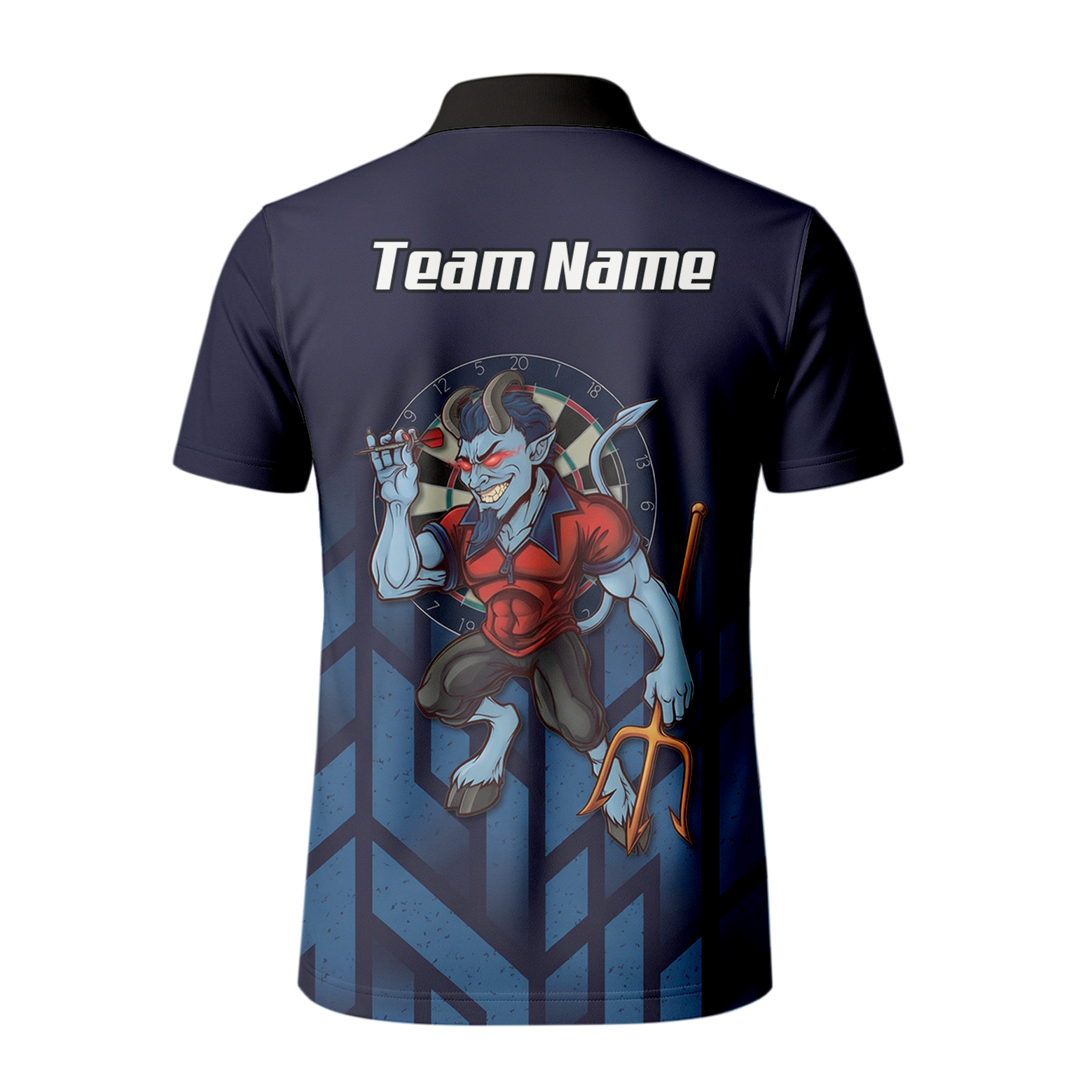 Personalised Blue Devil Dart Jersey Polo and Zipper Navy Geometric For Men R1762