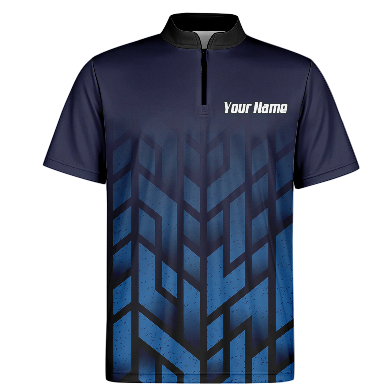 Personalised Blue Devil Dart Jersey Polo and Zipper Navy Geometric For Men R1762