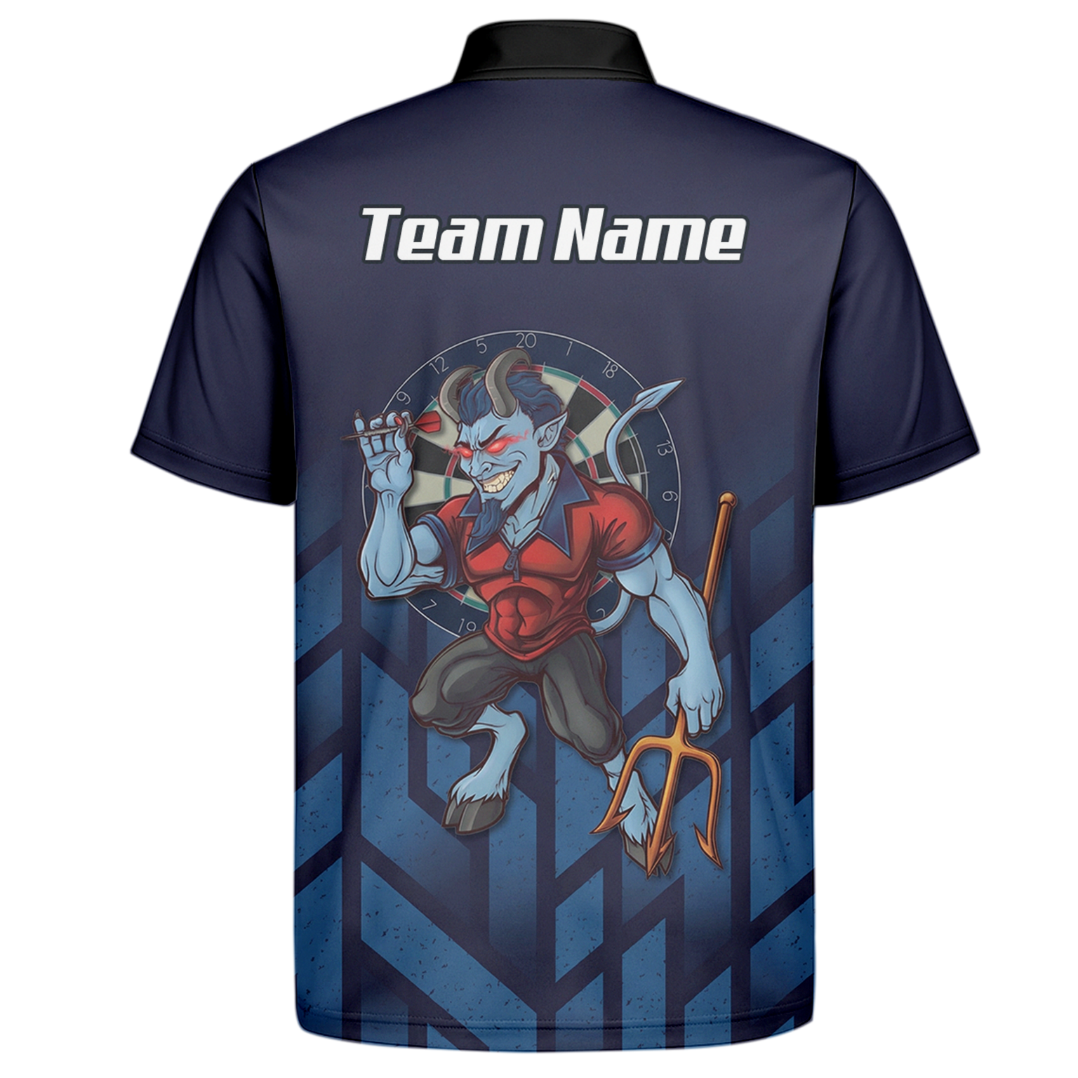 Personalised Blue Devil Dart Jersey Polo and Zipper Navy Geometric For Men R1762