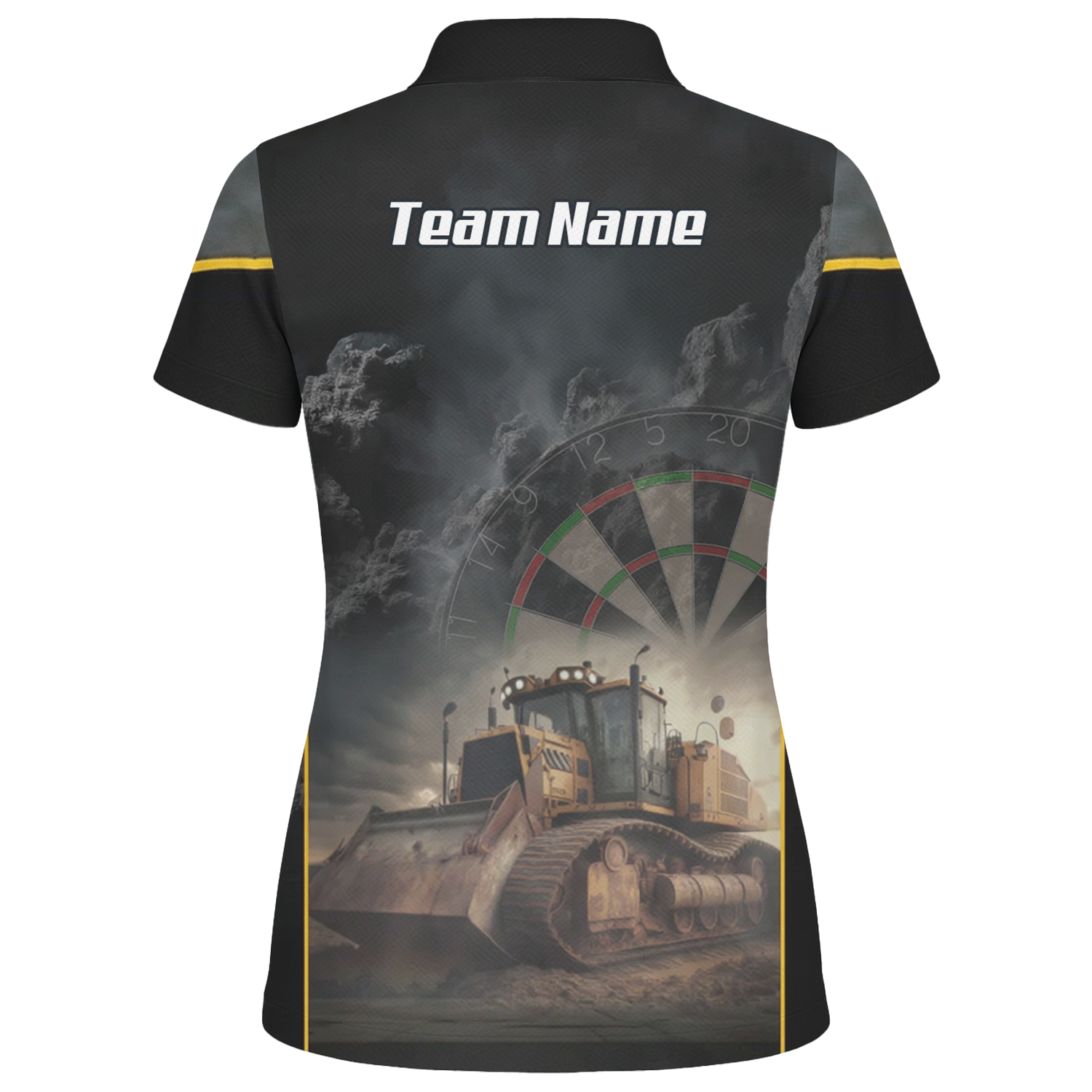 Personalised Bulldozer Dart Jersey Polo and Zipper For Women Custom Construction Design Black Yellow T4397