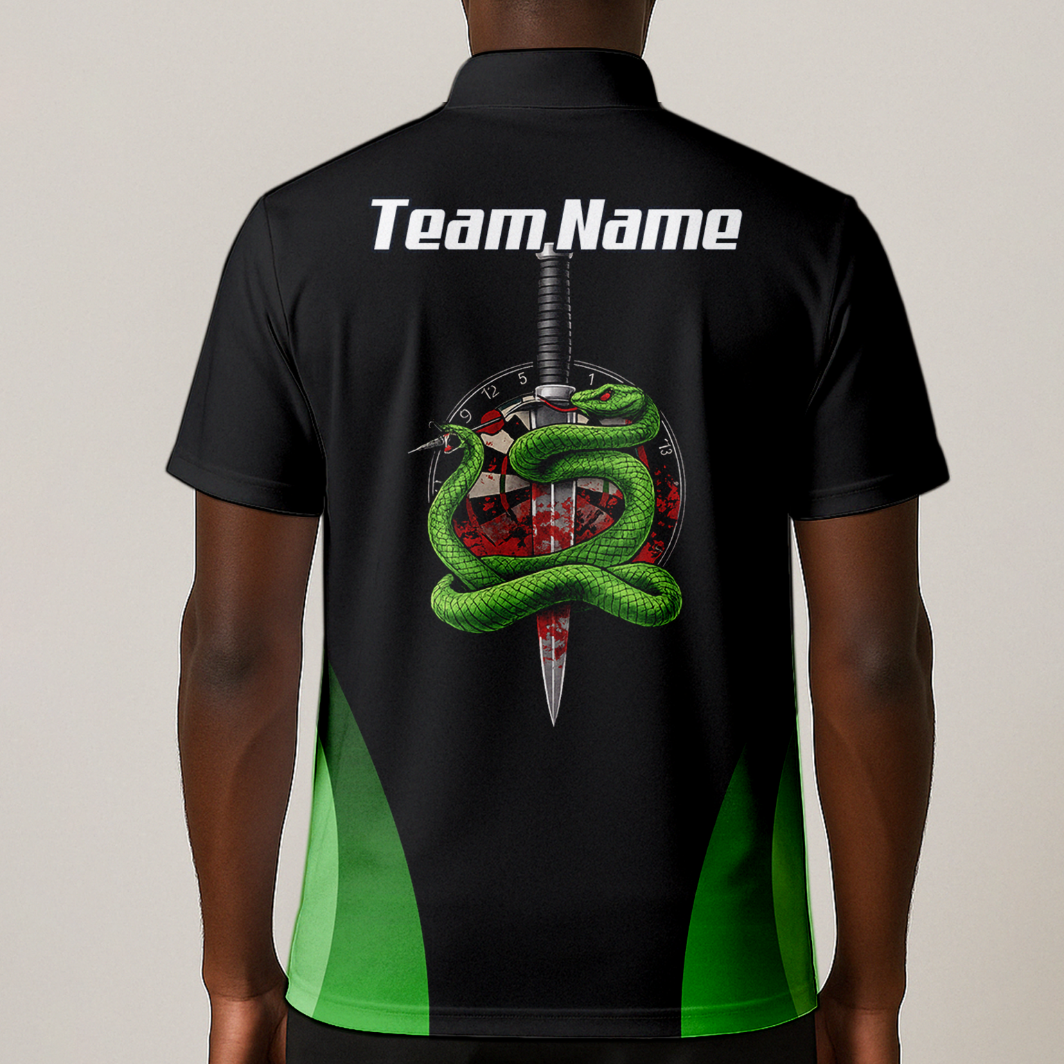 Personalised Snake Assassin Dart Jersey Polo and Zipper Black Green For Men T9880
