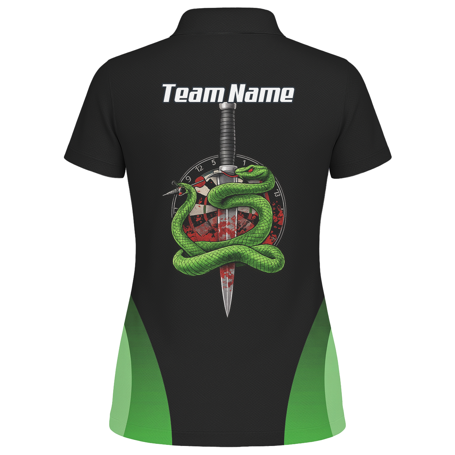 Personalised Snake Assassin Dart Jersey Polo and Zipper Black Green For Women T9880