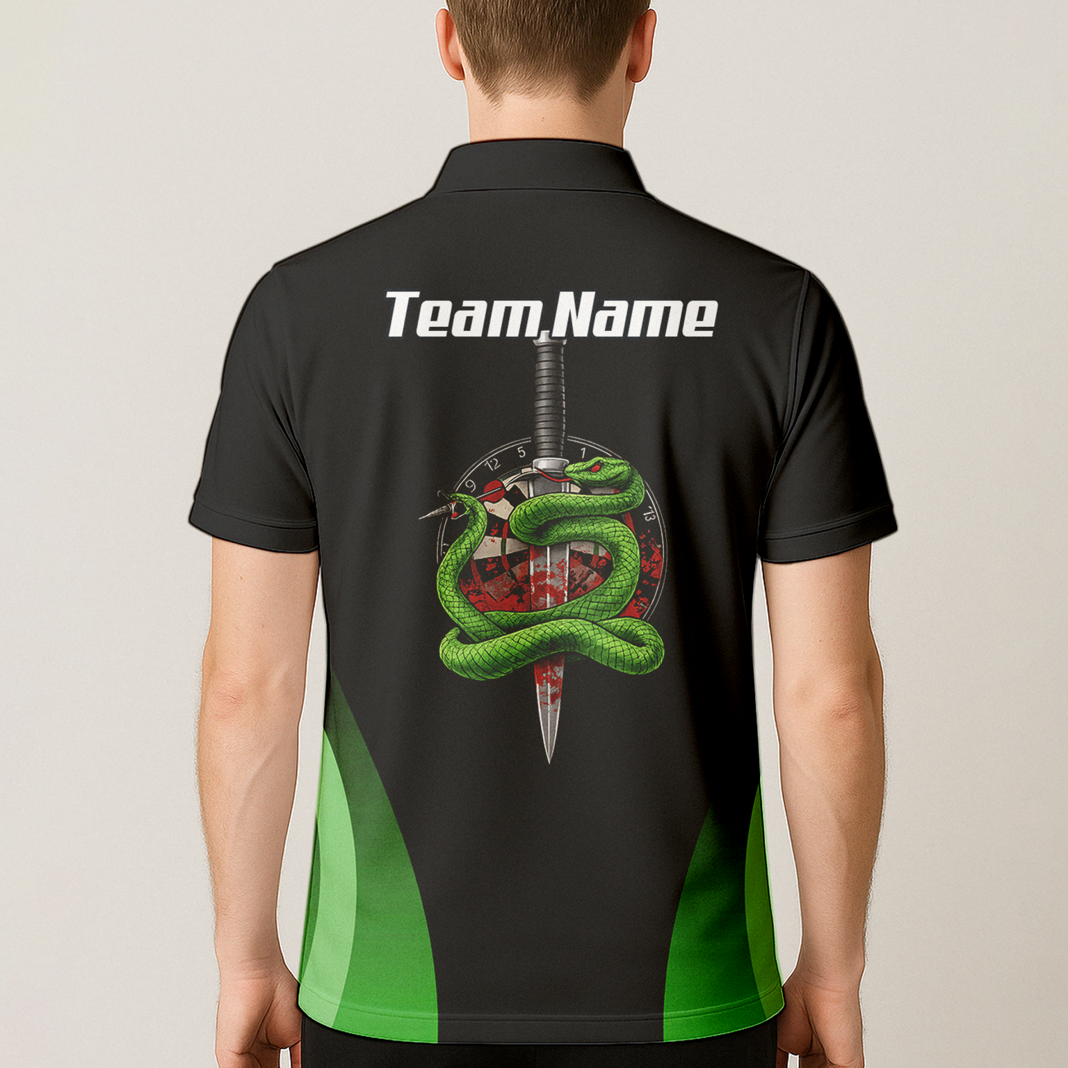 Personalised Snake Assassin Dart Jersey Polo and Zipper Black Green For Men T9880