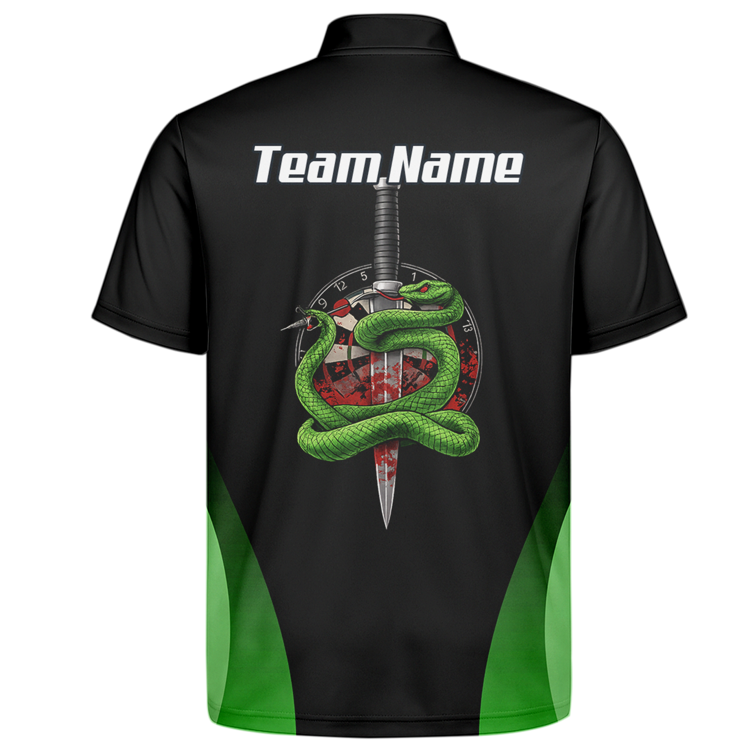 Personalised Snake Assassin Dart Jersey Polo and Zipper Black Green For Men T9880