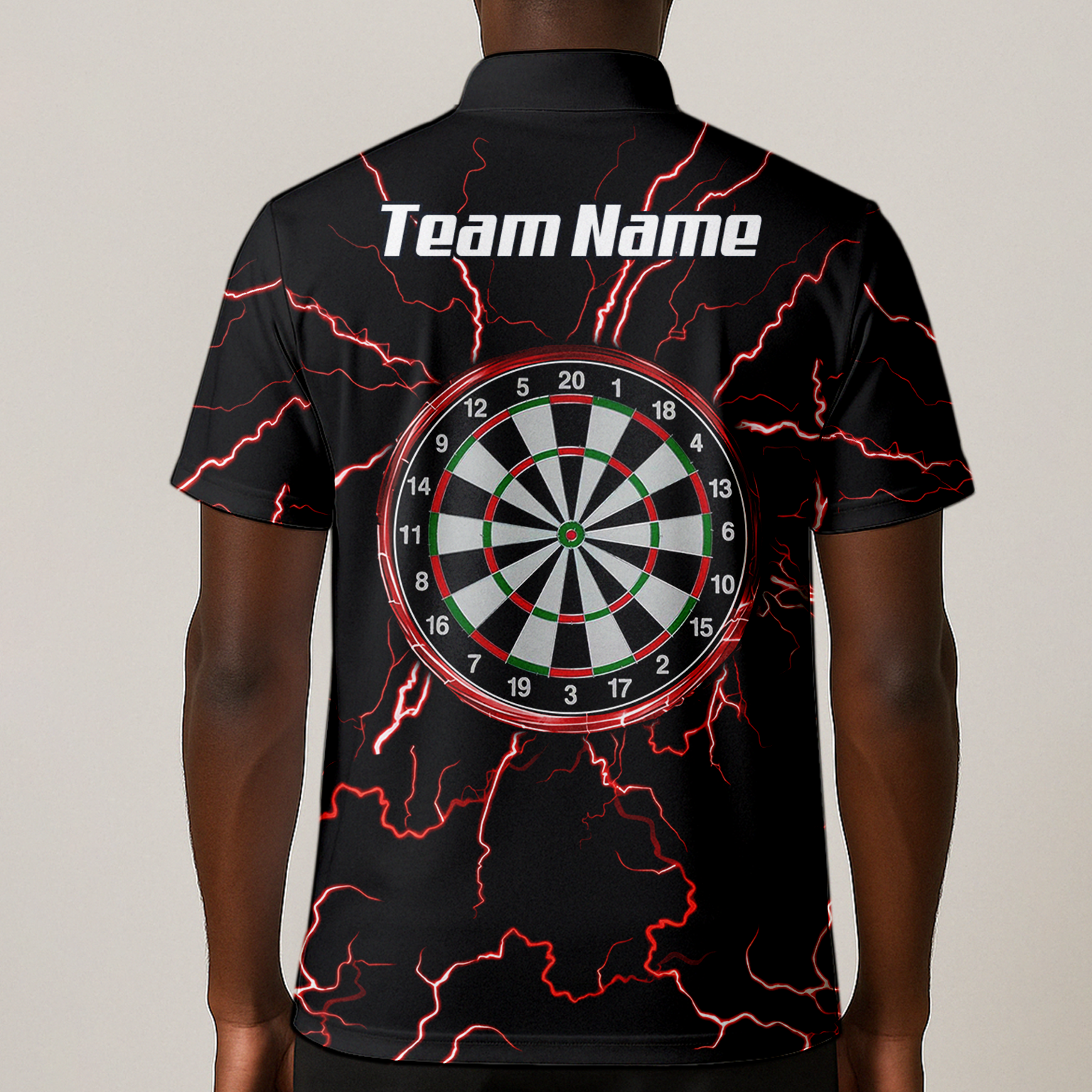 Personalised Red Lightning Dart Jersey Polo and Zipper Black Red For Men TR3032