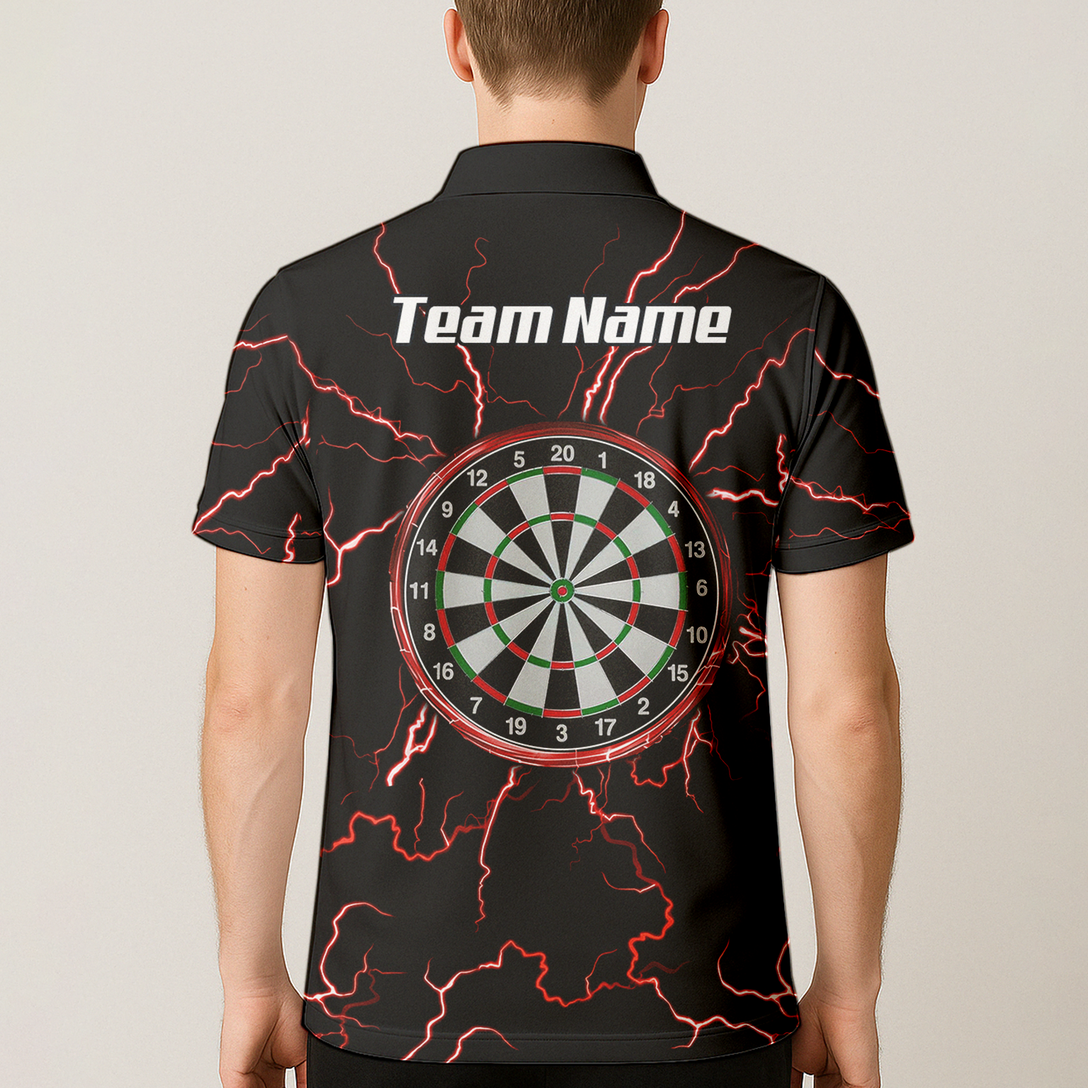 Personalised Red Lightning Dart Jersey Polo and Zipper Black Red For Men TR3032