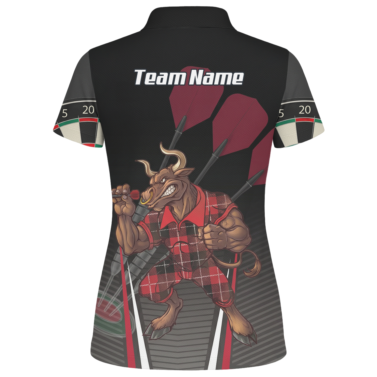 Personalised Bull Dart Jersey Polo and Zipper For Women Red Black Tartan Custom Shirt V3107