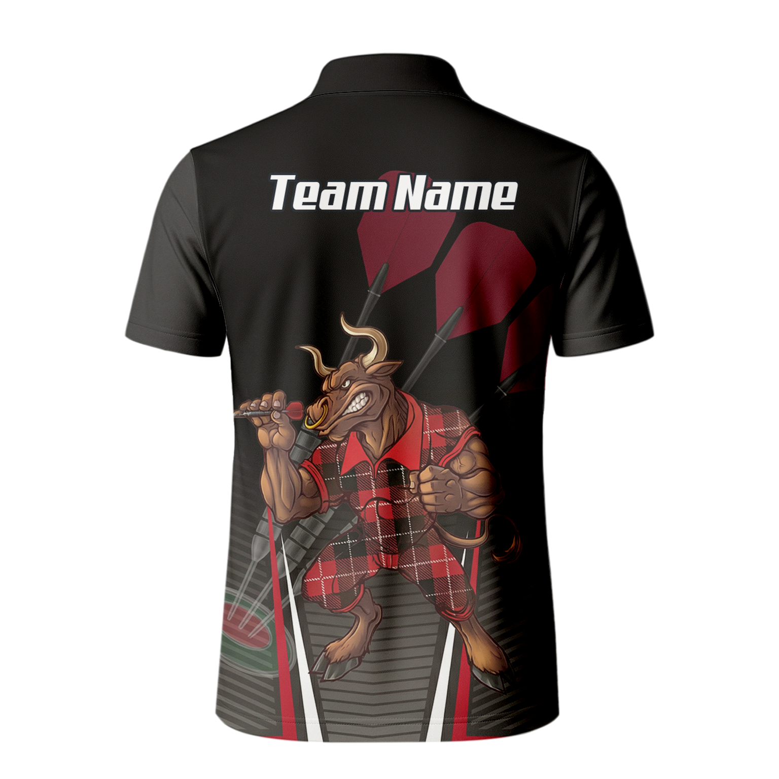 Personalised Bull Dart Jersey Polo and Zipper For Men Red Black Tartan Custom Shirt V3107
