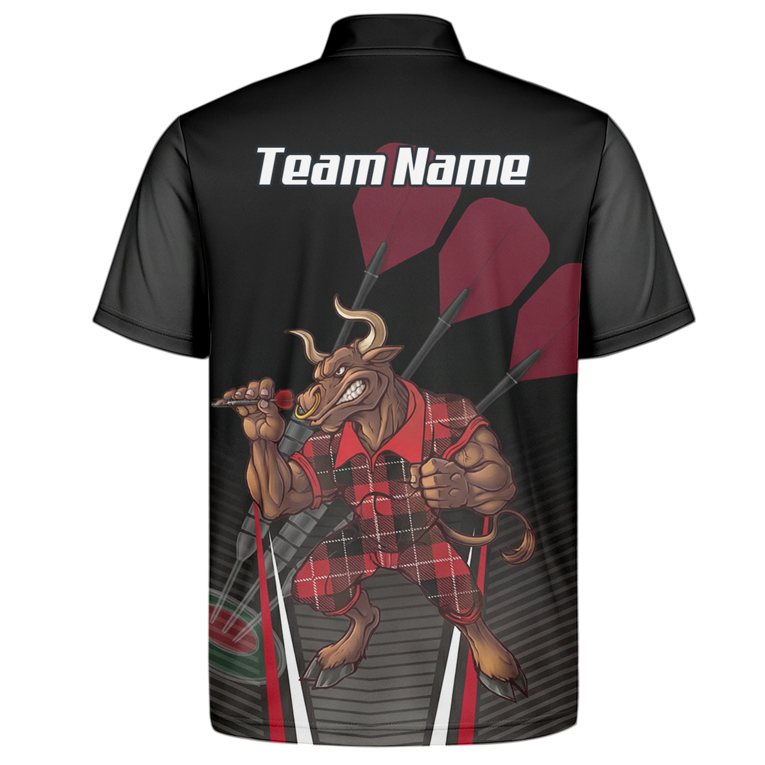 Personalised Bull Dart Jersey Polo and Zipper For Men Red Black Tartan Custom Shirt V3107