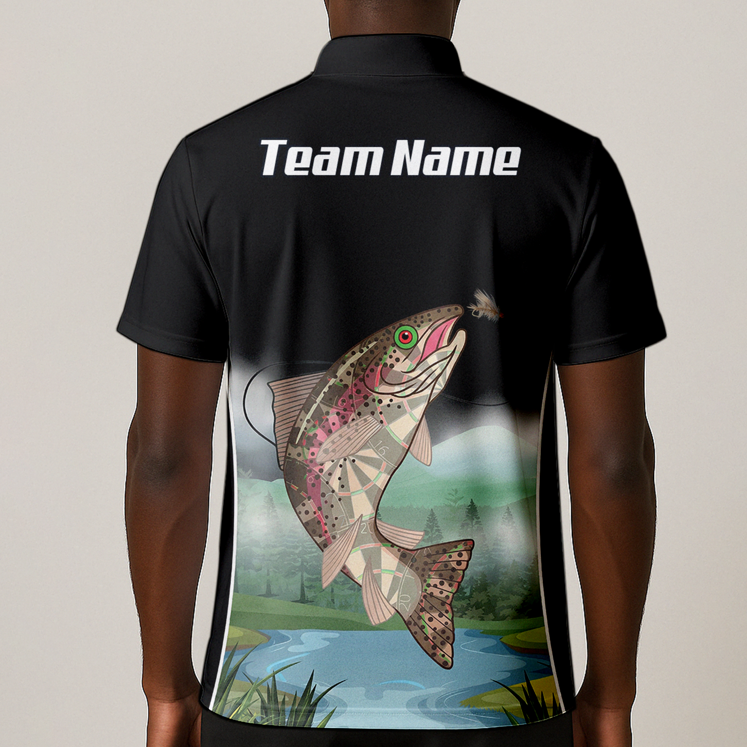Personalised Trout Fishing Dart Jersey Polo and Zipper For Men Custom Black Grey Shirt V9509