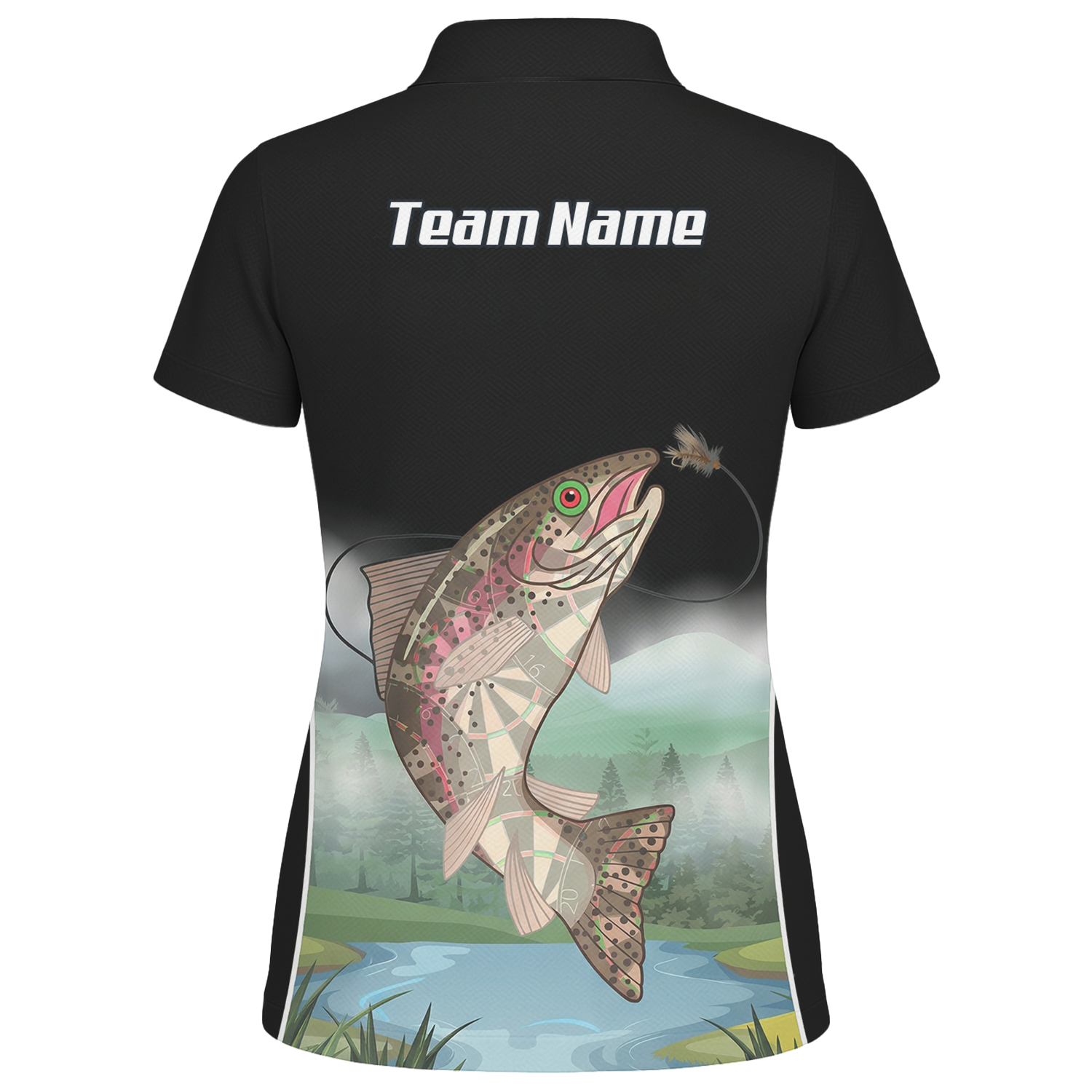 Personalised Trout Fishing Dart Jersey Polo and Zipper For Women Custom Black Grey Shirt V9509