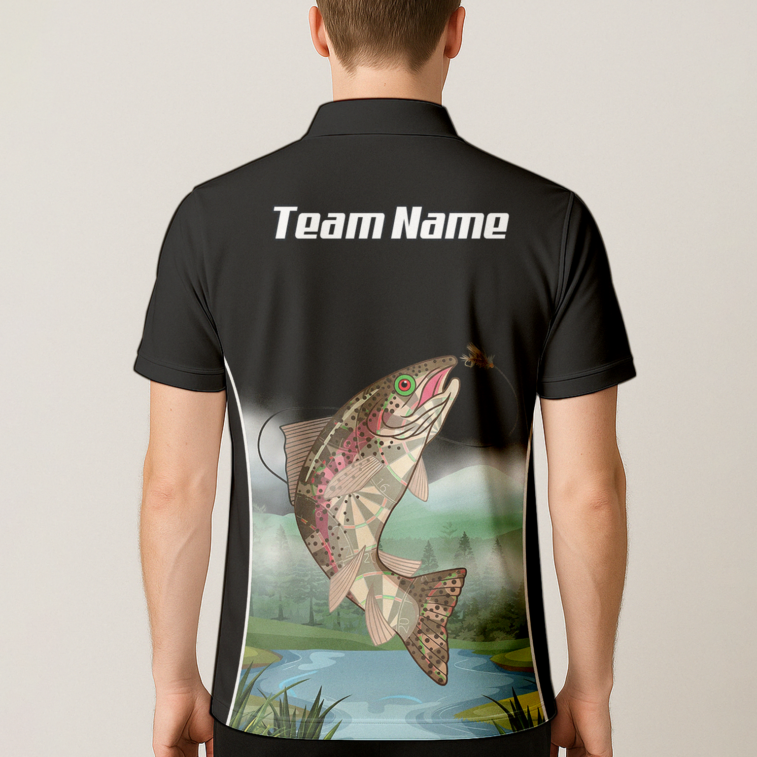 Personalised Trout Fishing Dart Jersey Polo and Zipper For Men Custom Black Grey Shirt V9509