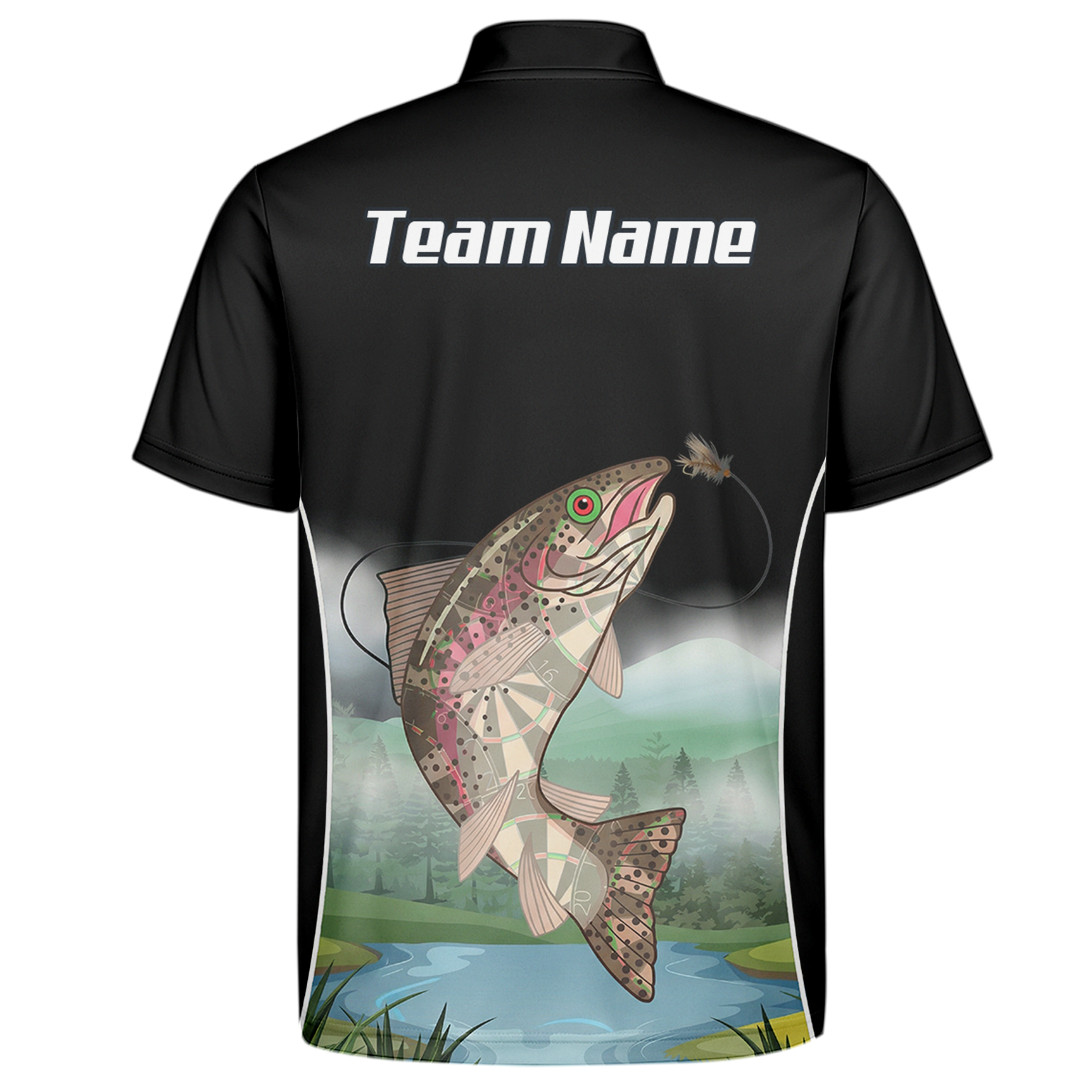 Personalised Trout Fishing Dart Jersey Polo and Zipper For Men Custom Black Grey Shirt V9509