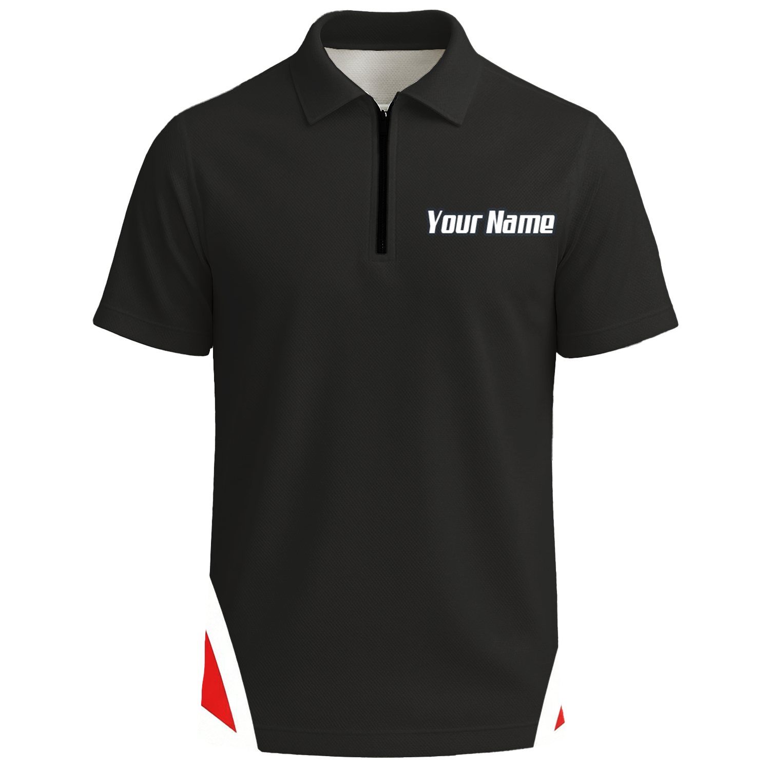 Personalised Dart Knight Jersey Polo and Zipper Black Red White For Men W1942 - Polo -w Zipper Yes