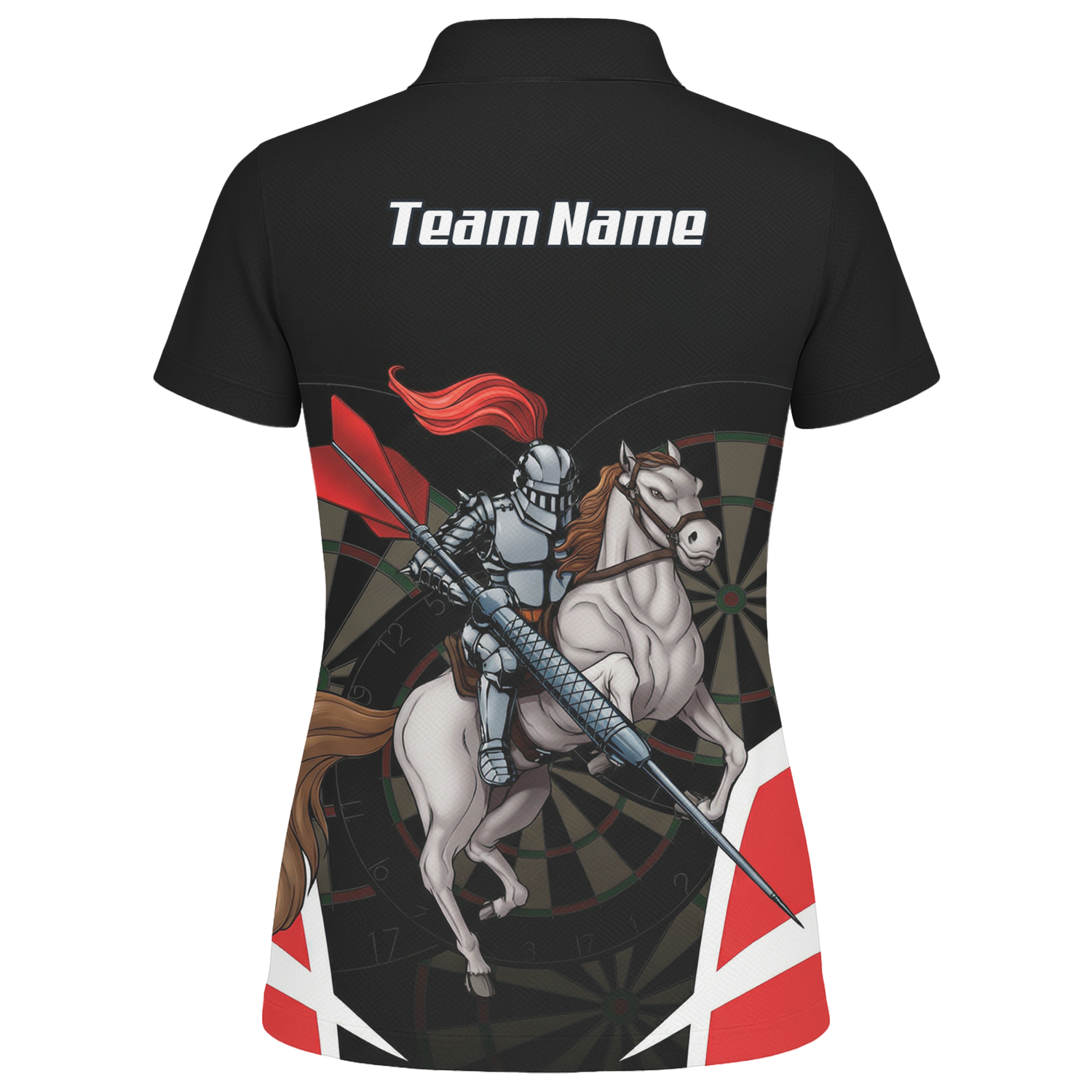 Personalised Dart Knight Jersey Polo and Zipper Black Red White For Women W1942