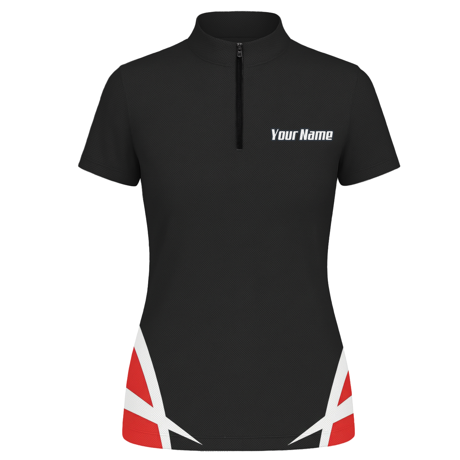 Personalised Dart Knight Jersey Polo and Zipper Black Red White For Women W1942 - Zipper Yes