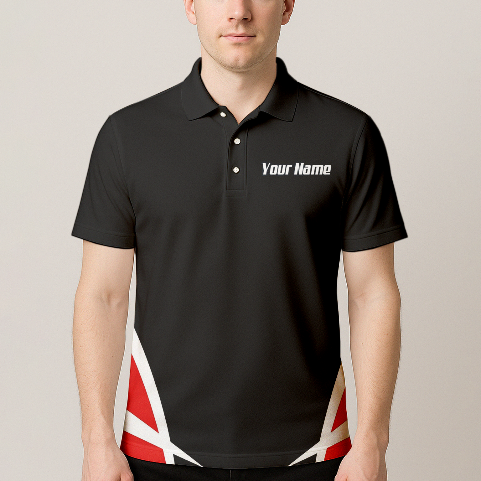 Personalised Dart Knight Jersey Polo and Zipper Black Red White For Men W1942