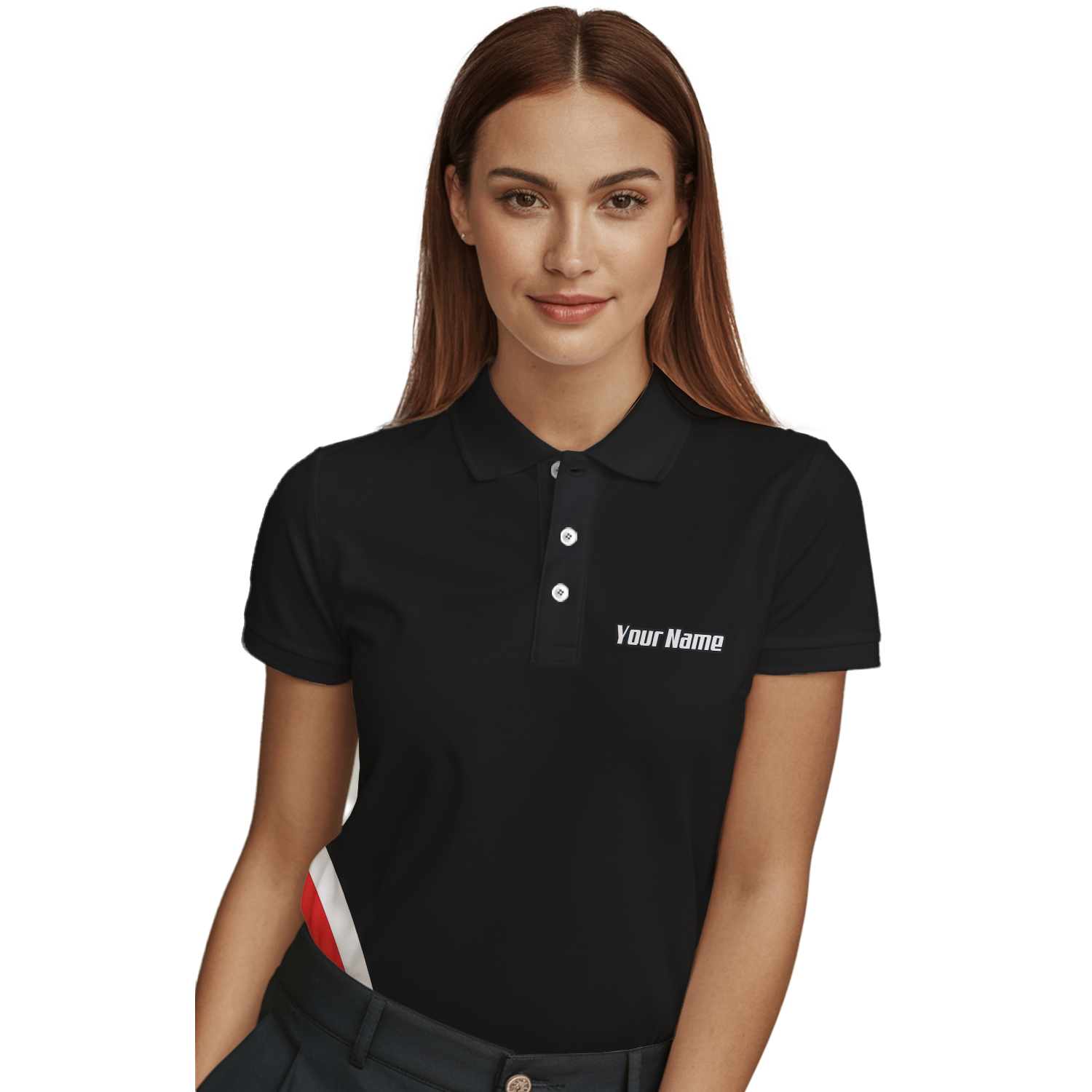 Personalised Dart Knight Jersey Polo and Zipper Black Red White For Women W1942