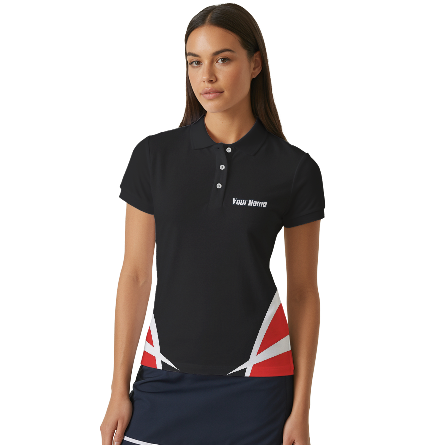 Personalised Dart Knight Jersey Polo and Zipper Black Red White For Women W1942