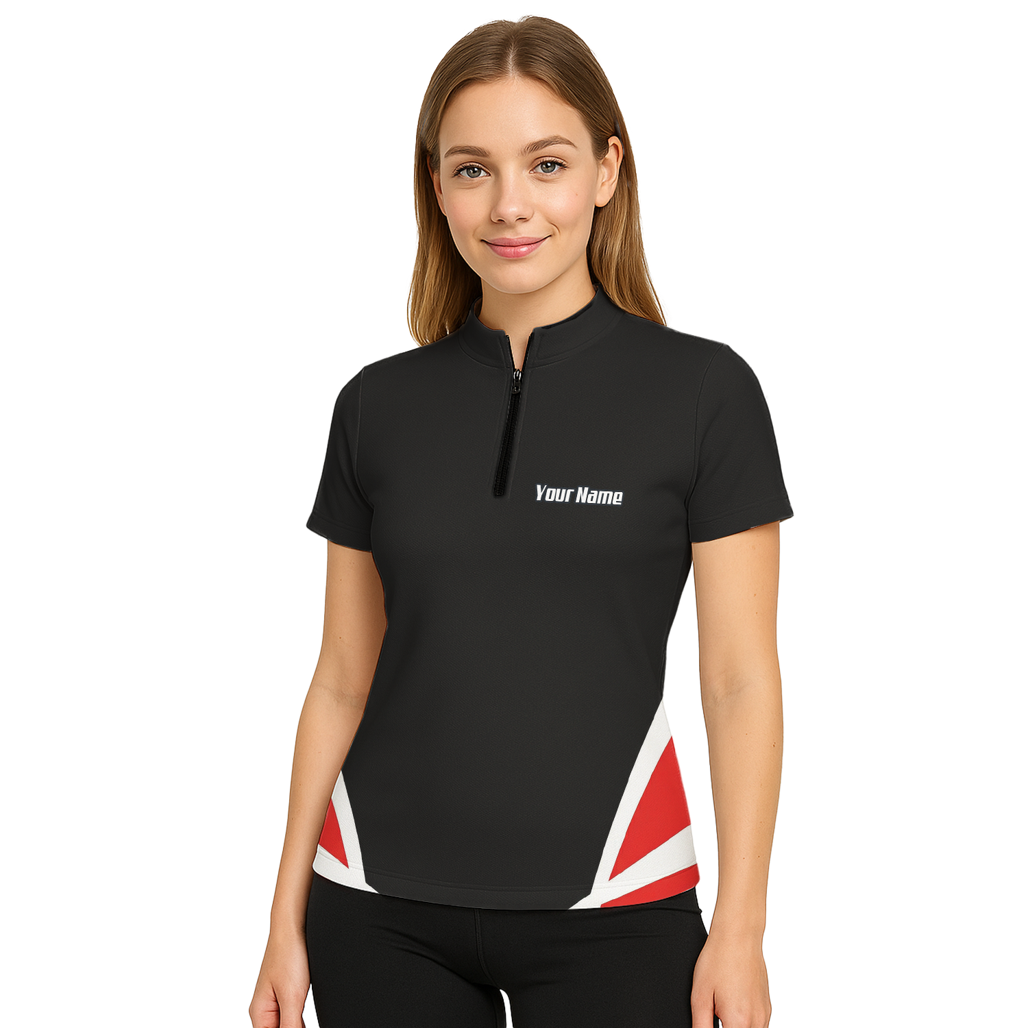 Personalised Dart Knight Jersey Polo and Zipper Black Red White For Women W1942