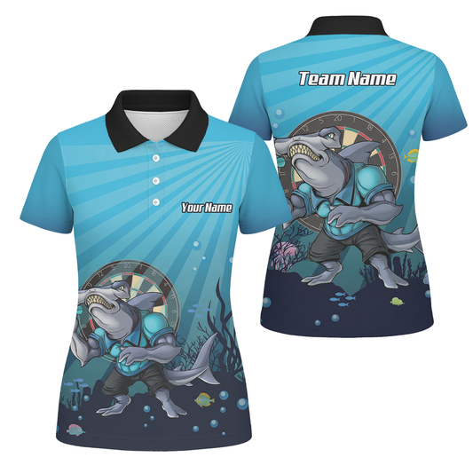 Personalised Hammerhead Shark Dart Jersey Polo and Zipper Blue For Women Custom Team Name Shirt W8382 - Polo Yes
