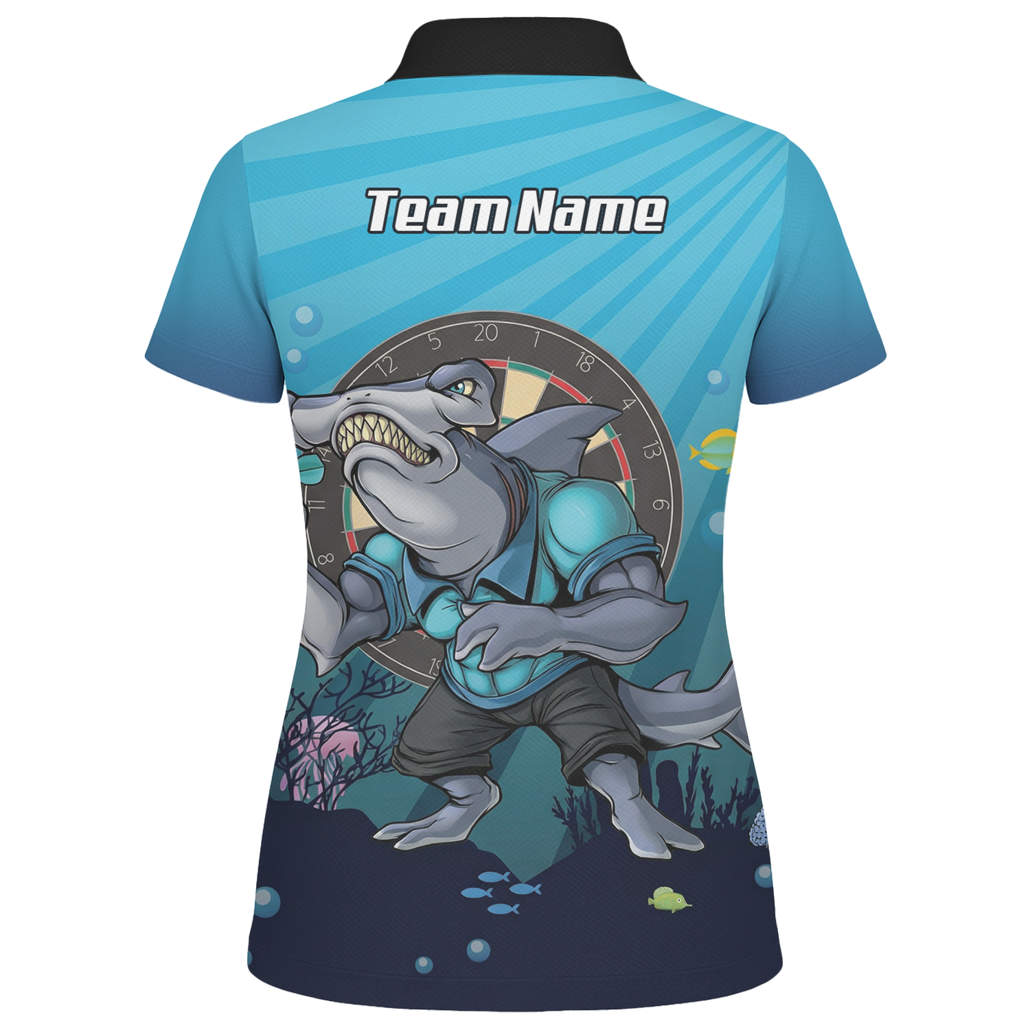 Personalised Hammerhead Shark Dart Jersey Polo and Zipper Blue For Women Custom Team Name Shirt W8382