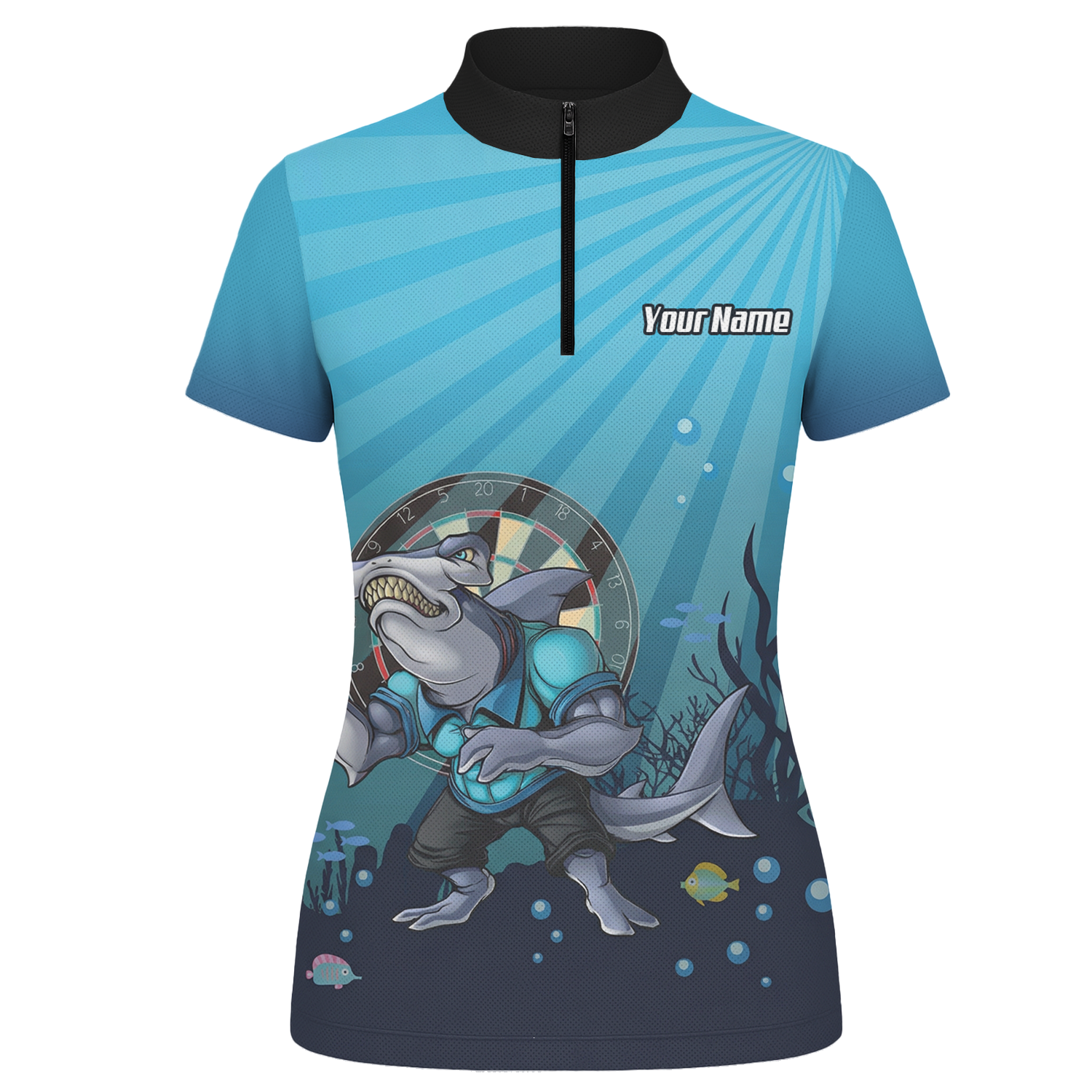 Personalised Hammerhead Shark Dart Jersey Polo and Zipper Blue For Women Custom Team Name Shirt W8382 - Zipper Yes