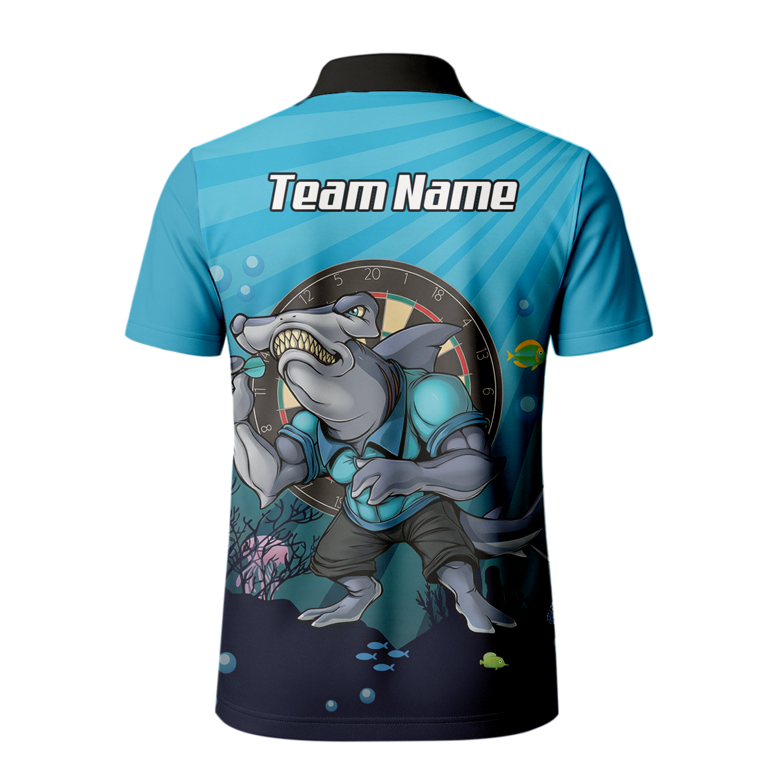 Personalised Hammerhead Shark Dart Jersey Polo and Zipper Blue For Men Custom Team Name Shirt W8382