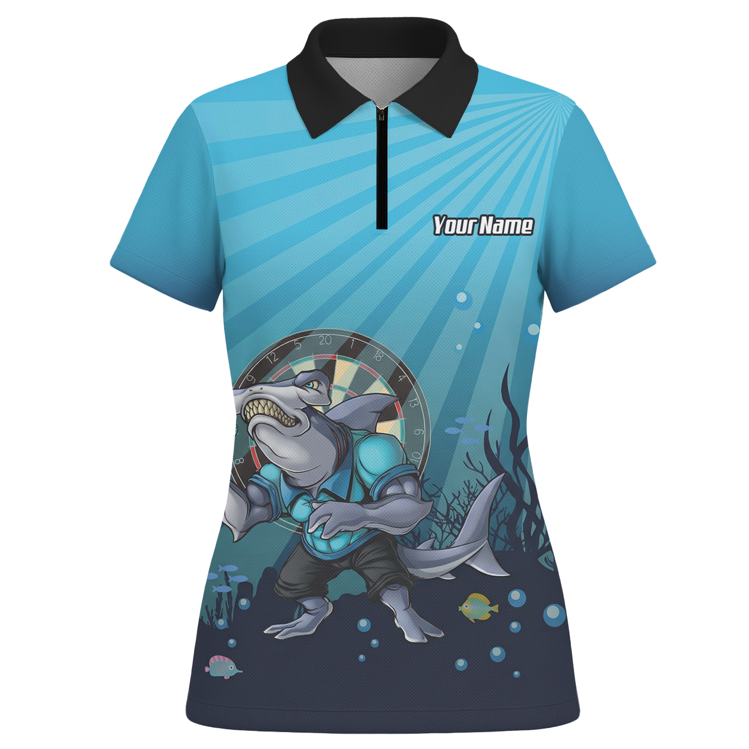 Personalised Hammerhead Shark Dart Jersey Polo and Zipper Blue For Women Custom Team Name Shirt W8382 - Polo -w Zipper Yes