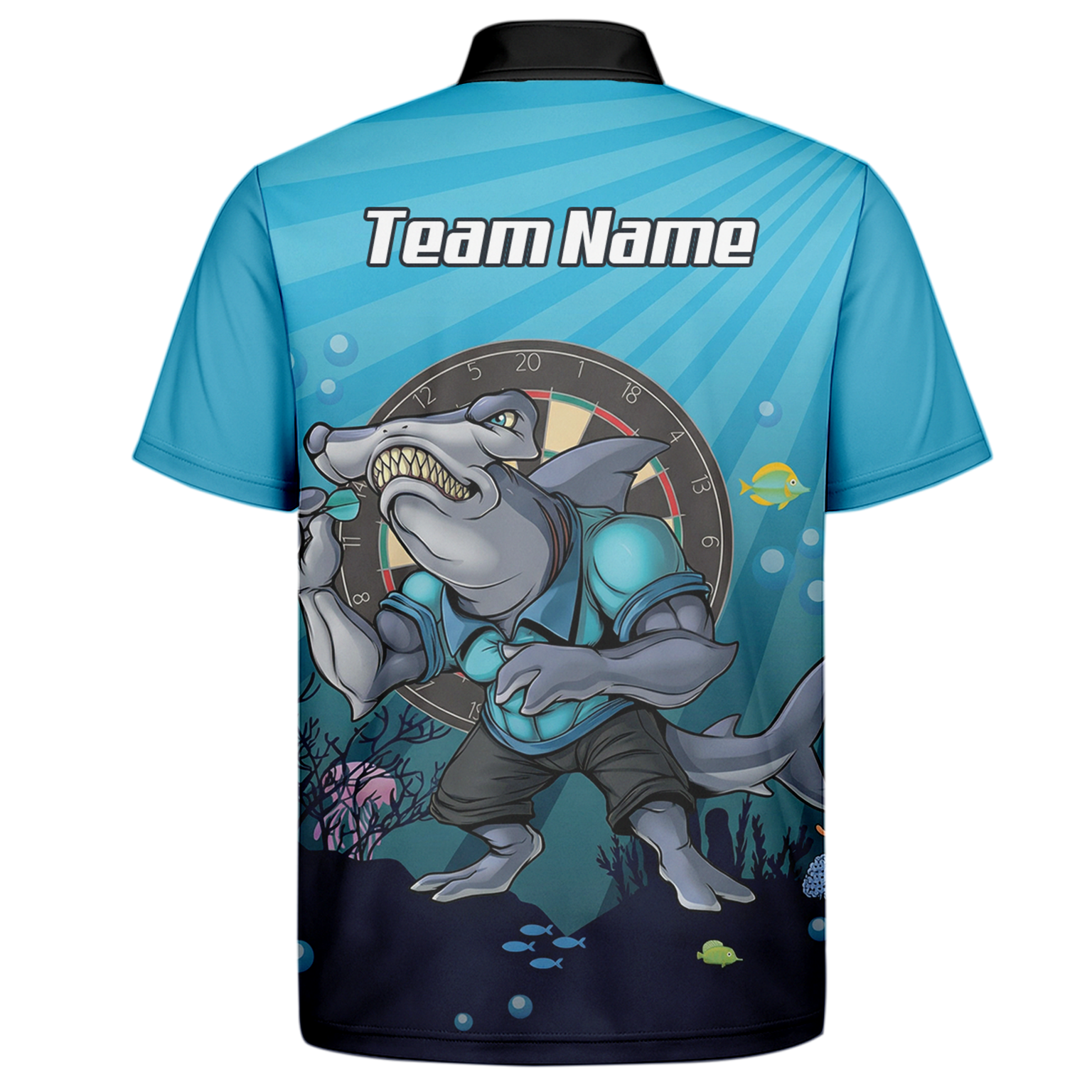 Personalised Hammerhead Shark Dart Jersey Polo and Zipper Blue For Men Custom Team Name Shirt W8382