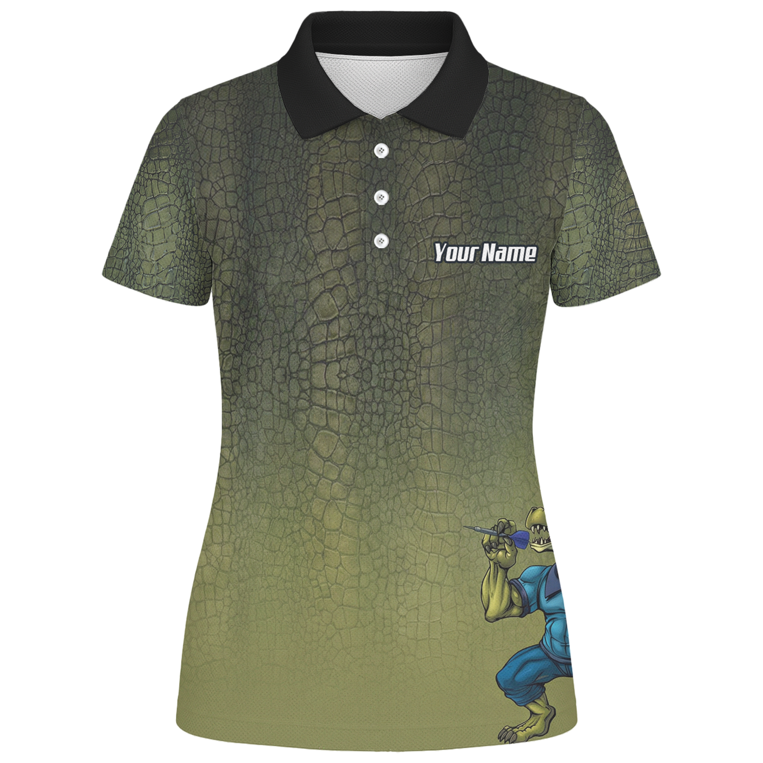 Personalised Crocodile Dart Jersey Polo and Zipper For Women Custom Green Alligator Print Shirt X5857