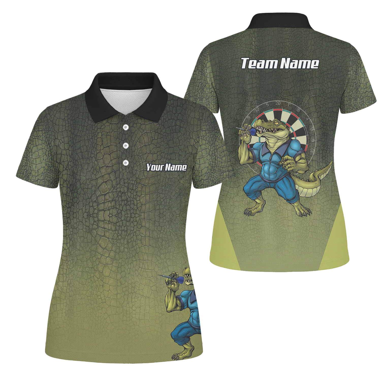 Personalised Crocodile Dart Jersey Polo and Zipper For Women Custom Green Alligator Print Shirt X5857 - Polo Yes