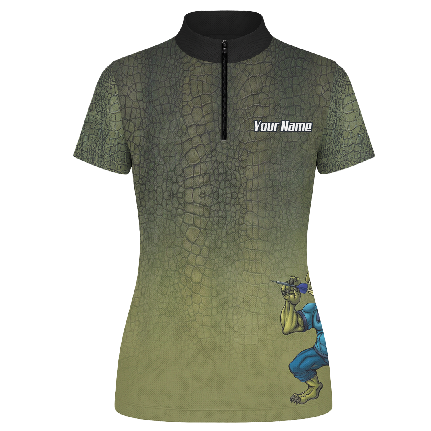 Personalised Crocodile Dart Jersey Polo and Zipper For Women Custom Green Alligator Print Shirt X5857 - Zipper Yes