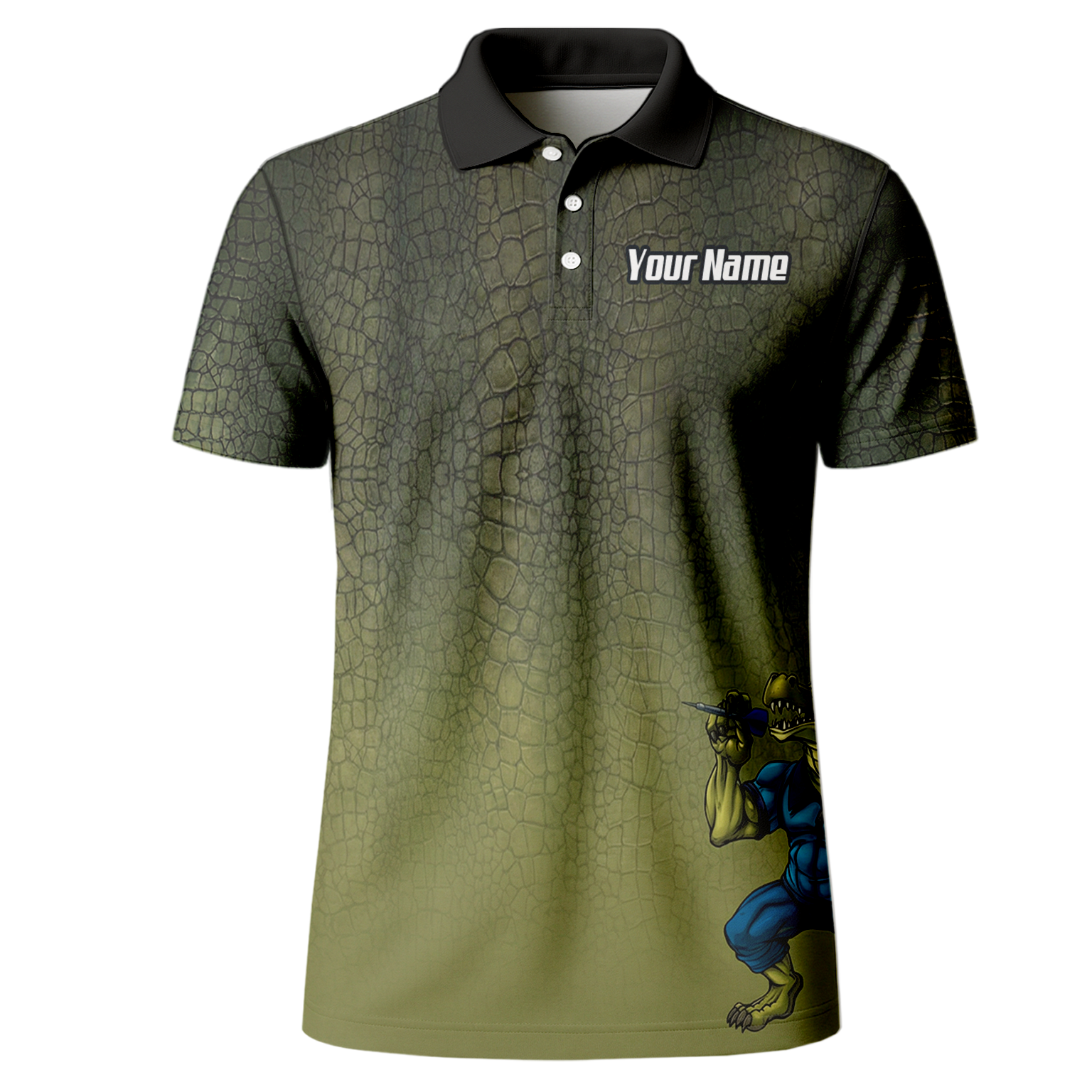 Personalised Crocodile Dart Jersey Polo and Zipper For Men Custom Green Alligator Print Shirt X5857