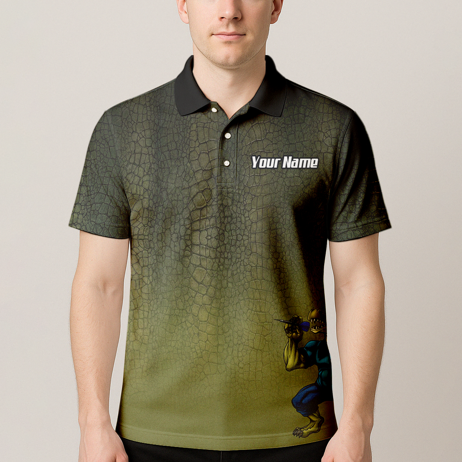 Personalised Crocodile Dart Jersey Polo and Zipper For Men Custom Green Alligator Print Shirt X5857