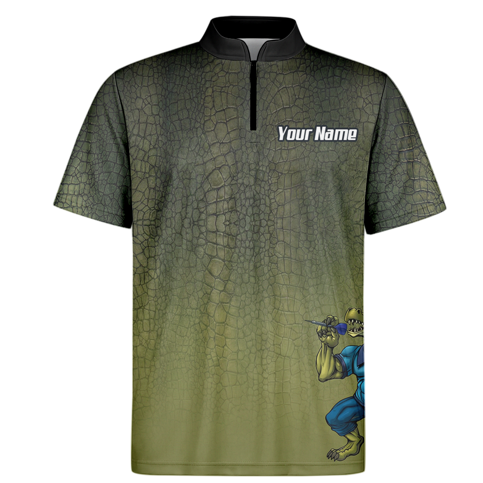 Personalised Crocodile Dart Jersey Polo and Zipper For Men Custom Green Alligator Print Shirt X5857