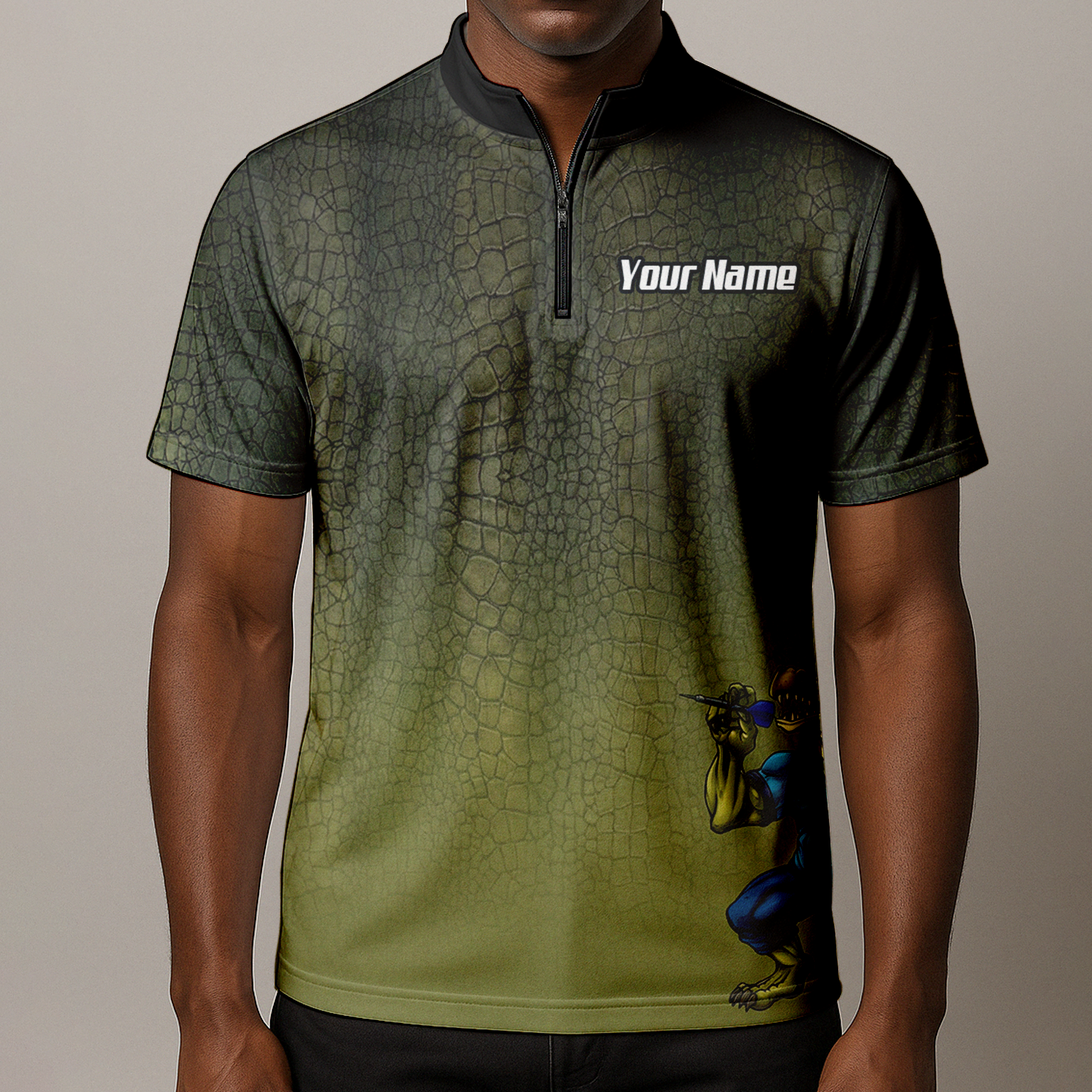Personalised Crocodile Dart Jersey Polo and Zipper For Men Custom Green Alligator Print Shirt X5857