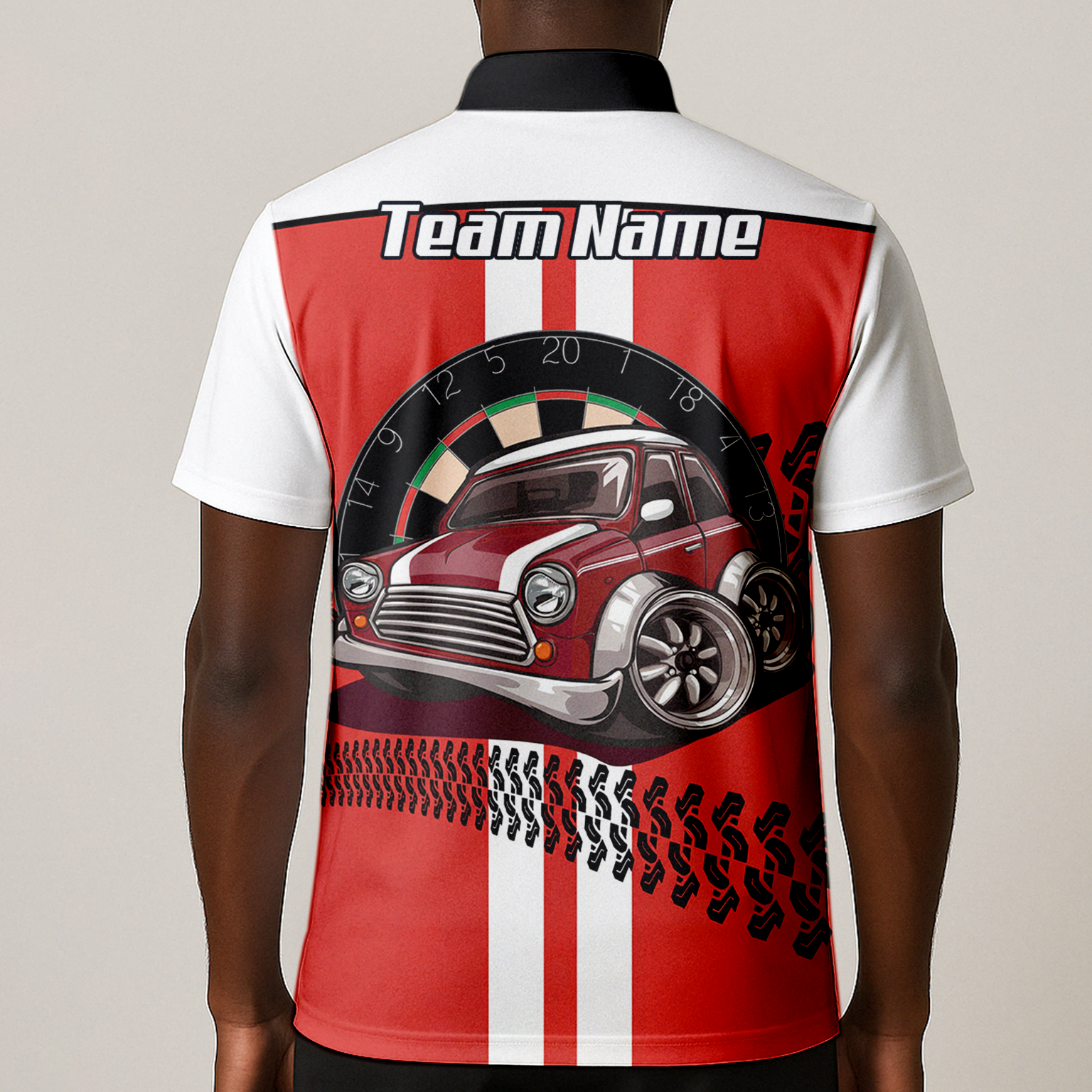 Personalised Classic Car Dart Jersey Red White Racing Polo and Zipper For Men X6562