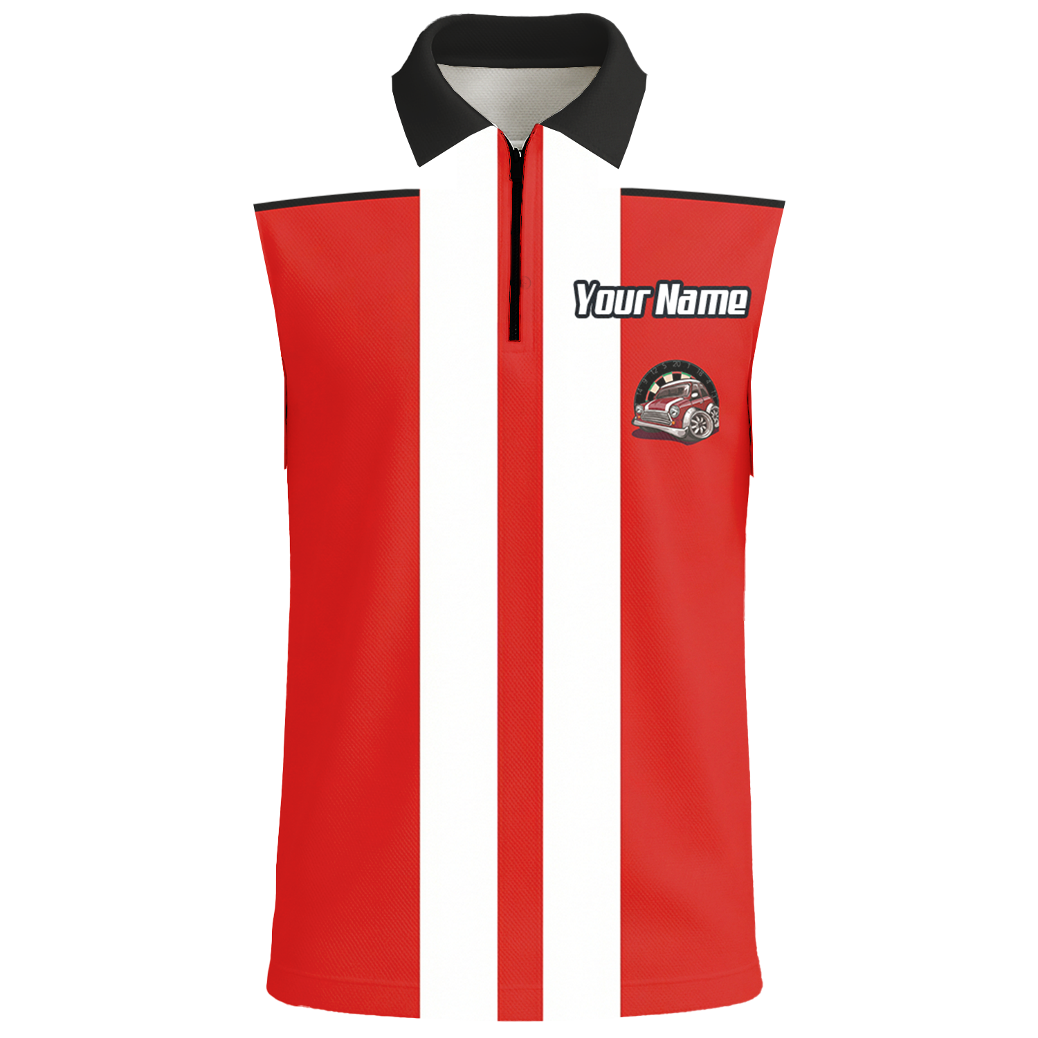 Personalised Classic Car Dart Jersey Red White Racing Polo and Zipper For Men X6562 - Polo -w Zipper Yes