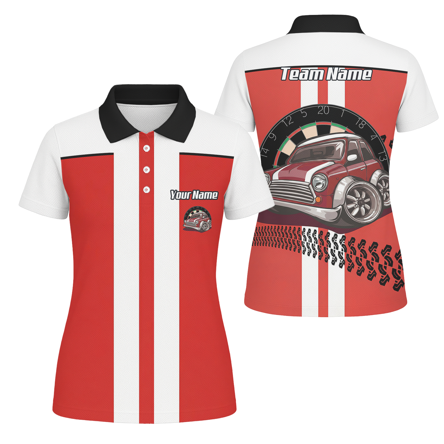 Personalised Classic Car Dart Jersey Red White Racing Polo and Zipper For Women X6562 - Polo Yes