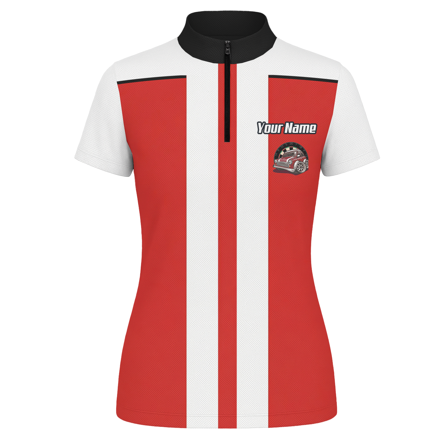 Personalised Classic Car Dart Jersey Red White Racing Polo and Zipper For Women X6562 - Zipper Yes
